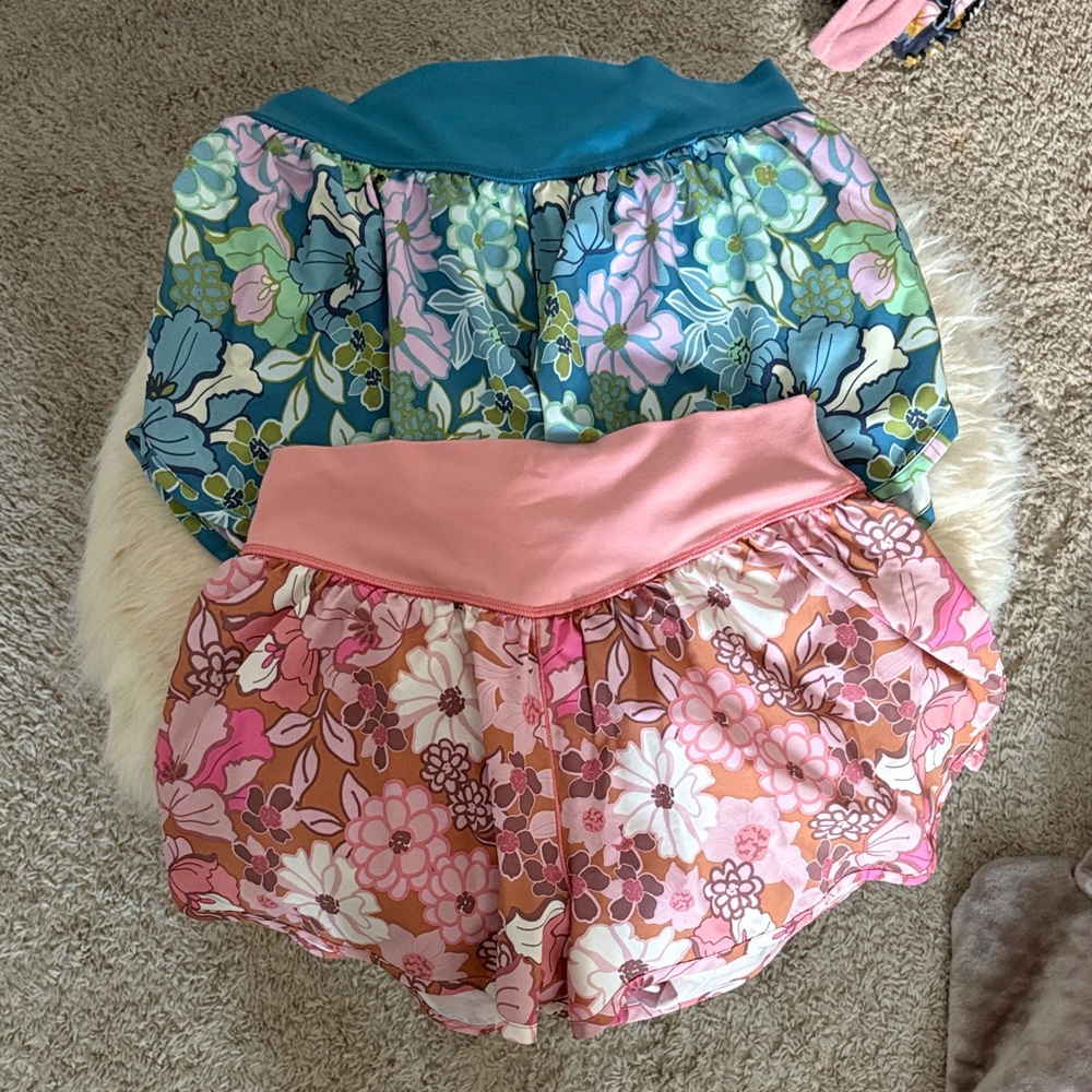 Offline/Aerie Floral Shorts Set - Blue and Pink